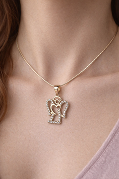 Žluté zlato přívěsek ANDĚL se zirkony